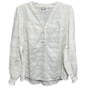 Cottagecore Fatface Womens Poppy Embroidered Top Size 10 Ivory Boho Poet Sleeve
